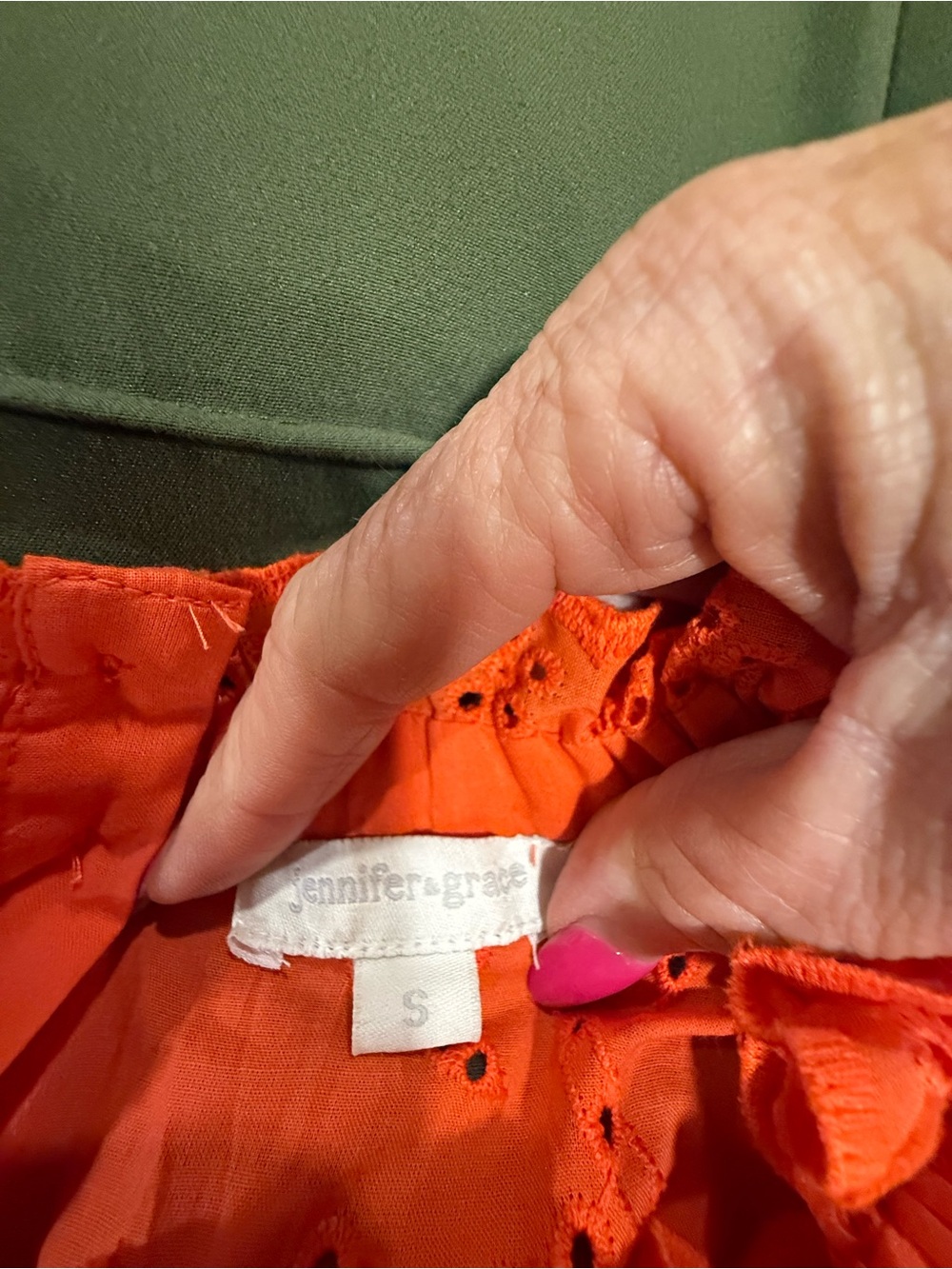 Women’s Eyelet Ruffle Sleeve Top - Coral - Picture 3 of 3
